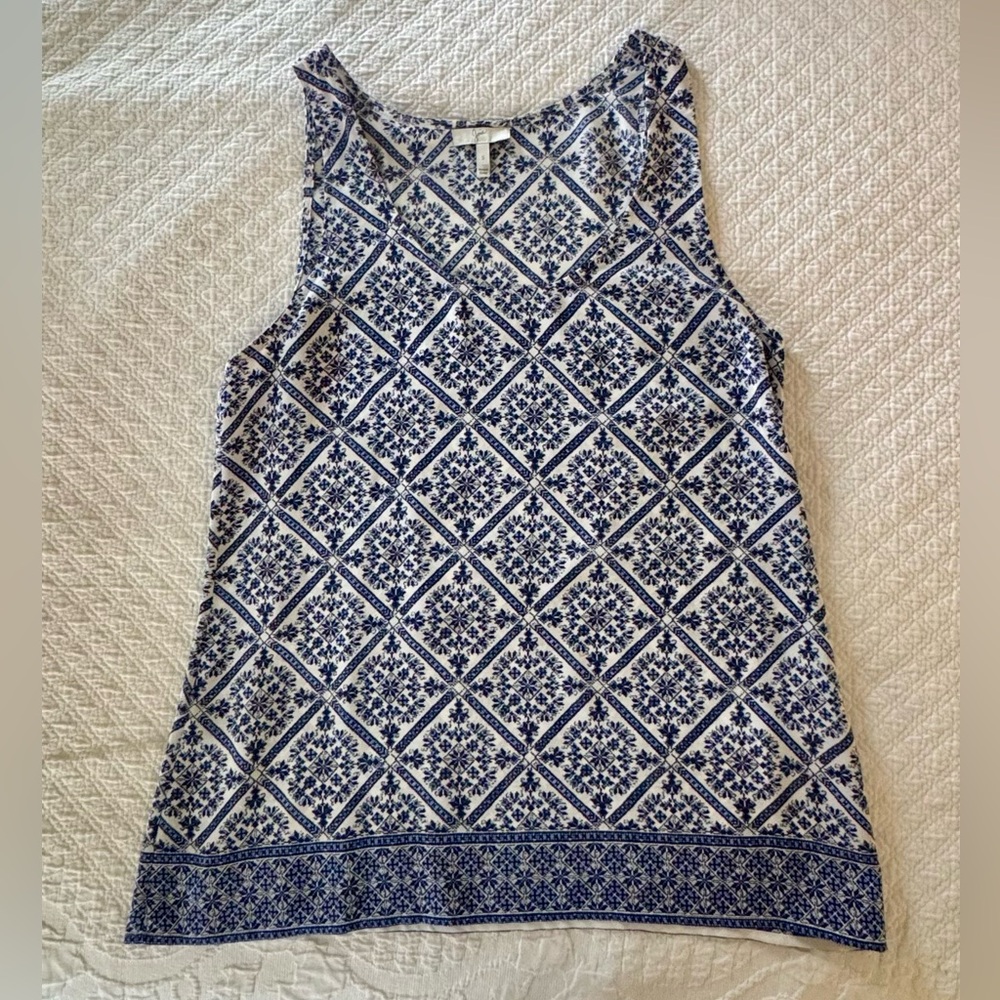 Joie Silk Blue and White Tank Top